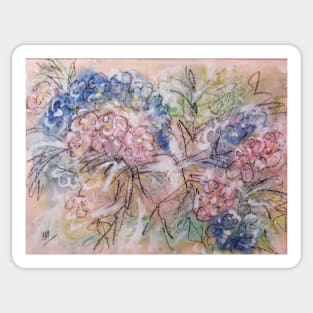 Hydrangeas Mixed Media Art Sticker